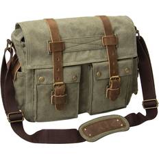 Cotton Camera Bags Peacechaos Men's Canvas Camera Bag Leather DSLR SLR Camera Case Vintage Camera Messenger Bag Shoulder Bag Sling Bag Army Green