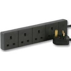 Pro Elec Pc41 1m black 4 gang power strip extension cord mains plug