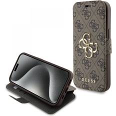 Guess iPhone 15 Etui 4G Logo Brun