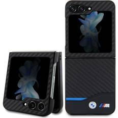 BMW Samsung Galaxy Z Flip 5 Cover Carbon Effect Metal Logo Sort