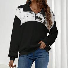 Shein Sweaters Shein Contrast Panel Tie Dye Half Zip Drop Shoulder Sweatshirt