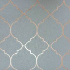 Thick textured wallpaper Erismann Grey Copper Glitter Metallic Trellis Thick Textured Vinyl Wallpaper