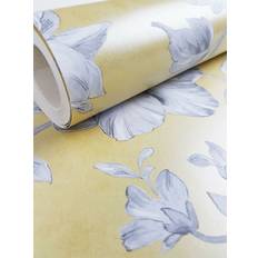 Lucia Yellow Floral Wallpaper Yellow, Grey and White