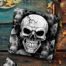 Goedkoop Papieren servetten Halloween/horror schedel/doodshoofd servetten 12x zwart papier 33 cm