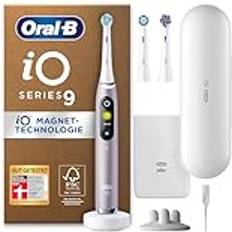 Oral-B iO Series 9 Plus Edition Elektrisk tandborste, plus 3 borsthuvuden inkl. whitening, magnetetui, 7 rengöringslägen, återvinningsbar förpackning, present till man/kvinna, rosé