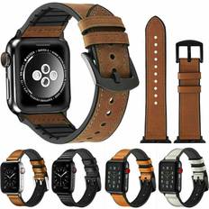 Brown Smartwatch Strap Hellfire Trading Leather Silicone Strap for Apple Watch 38/40/41mm