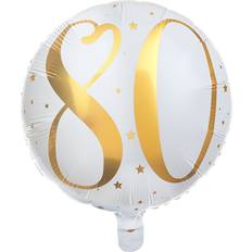 Festartikler Santex Folieballon Tal Hvid/Guld Tallet 80