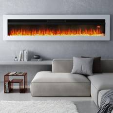 Living and Home White 40inch Living And Home LED Electric Wall Fireplace 9 Flame Colours with Freestanding Leg