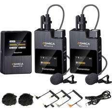 COMICA Trådlös dubbel Lavalier-mikrofon, BoomX-D2 2.4 G kompakt trådlöst mikrofonsystem med 2 sändare 1 mottagare, Lav för smartphone-kamera podcast intervju YouTube live-steam