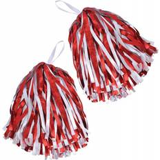 Rood Feestjurken Bristol Novelty 2x Cheerballs/Pompoms in het rood/wit