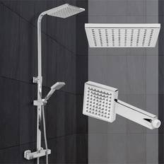 Argent Ensembles de Douche ECD Germany Système De Douche Avec Mitigeur Thermostatique Argent Chromé Argent