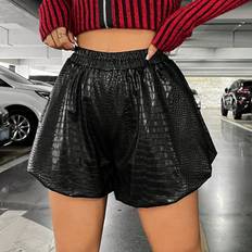 Skinn Shorts Shein Women's Wide Leg Crocodile Textured Shorts