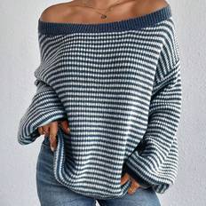 Shein Tops Shein Striped Pattern Drop Shoulder Sweater