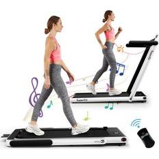 Costway Fitness Machines Costway 2.25HP 2 in 1 Folding Treadmill with APP Speaker Remote Control-White