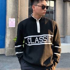 Shein Kpop Men Letter Pattern Quarter Zip Sweater