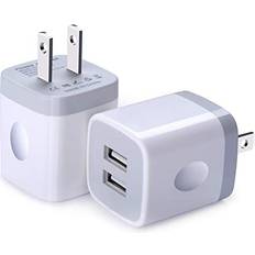 Batteries & Chargers USB Wall Charger FiveBox 2Pack Dual Port 2.1Amp Fast Brick Base Adapter Charging Block Charger Cube Plug Charger Box for iPhone 11 Pro X 6 6S 7 8 Plus iPad Samsung Android