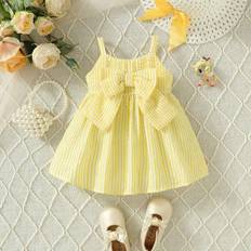 Yellow Dresses Children's Clothing Shein Baby Girl Striped Bow Front Cami Dress