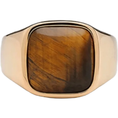 Brune Ringer IX Studios Cushion Signet Ring, Guld/Tiger Eye