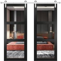 Silver Interior Doors SartoDoors Lucia 2555 Matte Double Interior Door Clear Glass (x84")