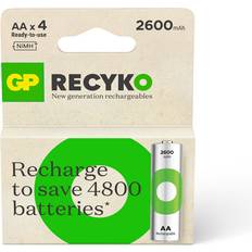 GP Batteries rhc272e044 recyko nimh 2600mah aa 4's ecv paper box