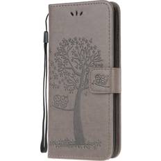 MAULUND Samsung Galaxy A51 Læder Flip Cover Ugler i Træ Lysebrun