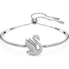 Rhodium Plated Bracelets Swarovski Iconic Swan Toggle Bracelet 5649772 Silver