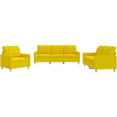 Amarillo Conjuntos de Sala de Exterior vidaXL Juego Sofás Con Cojines 3 Piezas Tela Amarillo Claro Conjunto de Sala de Exterior