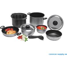 Camp4 Topfset alu 9-teilig stapelbar nudelsiebdeckel pfanne 92307r8 neu Grau