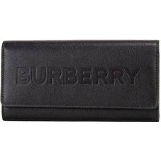 Burberry Tegnebøger & Nøgleringe Burberry Porter Black Grained Leather Branded Logo Embossed Clutch Flap Wallet