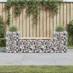 Holz Gartenbänke vidaXL aus Gabionen 183 x 41 x 60.5 cm Braun Gartenbank