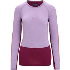 Nylon Svedundertøj Icebreaker Women's 125 Zoneknit Long Sleeve Crewe, XL, Purple Gaze/Go Berry/Cb