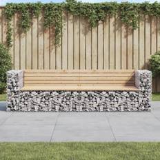 vidaXL Gabion Design 244x71x65.5 cm Solid Wood Pine Garden Bench