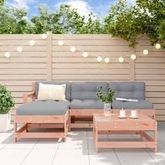 vidaXL Jardin Avec Coussins 5 pcs Canapé Dossier Et Accoudoir Ensemble de Salon d'Extérieur, 1 Table incluse 3 Canapés