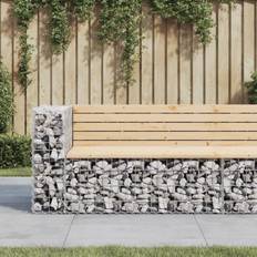 Kiefer Gartenbänke vidaXL aus Gabionen 122 x 71 x 65,5 cm Braun Gartenbank