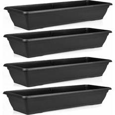 Gr8 Garden Set Of 4 Large 72cm Black Garden Trough Balcony Planter Plant