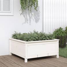 Vasi, Piante e Coltivazione vidaXL Fioriera Da Giardino Bianca 82.5x82.5x39 cm Legno Massello Pino