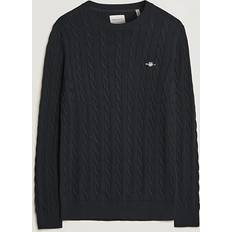 Gant Cotton Cable C-Neck Stickade tröjor Black