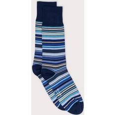 Paul Smith Men Socks Paul Smith Mens Blue Signature Stripe Ribbed-trim Cotton-blend Socks