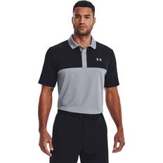 Elastane/Lycra/Spandex - Unisex Polo Shirts Under Armour Mens Perf 3.0 Color Block Polo Steel/Black