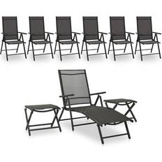 Aluminium Ensembles de Salon d'Extérieur vidaXL Jardin 9 pcs de Meubles de Terrasse Mobilier de Jardin Meubles Mobilier de Patio Noir et Anthracite Ensemble de Salon d'Extérieur