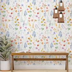 Shein 17.7in*78.7in*1pc Home Decor Wallpaper Fresh Flower & Plant Pattern Self-adhesive Vinyl Waterproof Wall Sticker Rw318