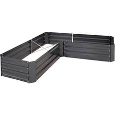 Outdoor Planter Boxes Sunnydaze Decor 59.50 59.50 11.75 Dark Gray Steel Galvanized L-Shaped Raised Garden Bed