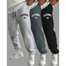 Men - Multicolored Pants Shein Men's 4pcs Letter Print Drawstring Waist Jogger Pants