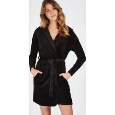 Dame - Elastan / Lycra / Spandex Morgenkåper & Badekåper Hunkemöller Velours Bathrobe Black