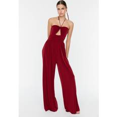 Long Jumpsuits & Overalls Trendyol Collection Damen Einfarbiger Strick Overalls, burgunderfarben, 62