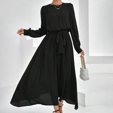 Shein Solid Belted A-line Dress