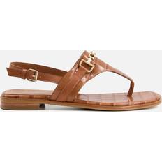 Dune London Schuhe Dune London Lexley Croc Print Toe Post Leather Sandals Hellbraun