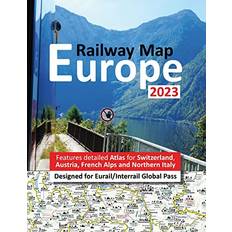 Bücher Europe Railway Map 2023 Features Detailed Atlas for Switzerland and Austria Designed for Eurail/Interrail Global Pass (Gefaltet)