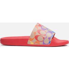 Coach Red Slippers & Sandals Coach Women's Udele Slide Tan Multi/Pop Red/Miami Red