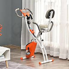 Appareils de Fitness Homcom Folding Stationary Exercise Bike with Band Orange